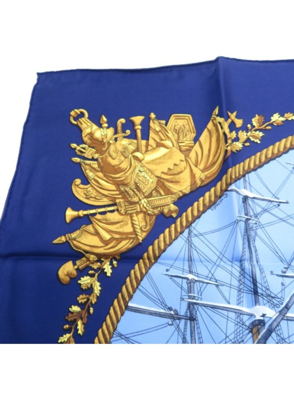Hermes Scarf Silk Blue - Picture 4 of 9